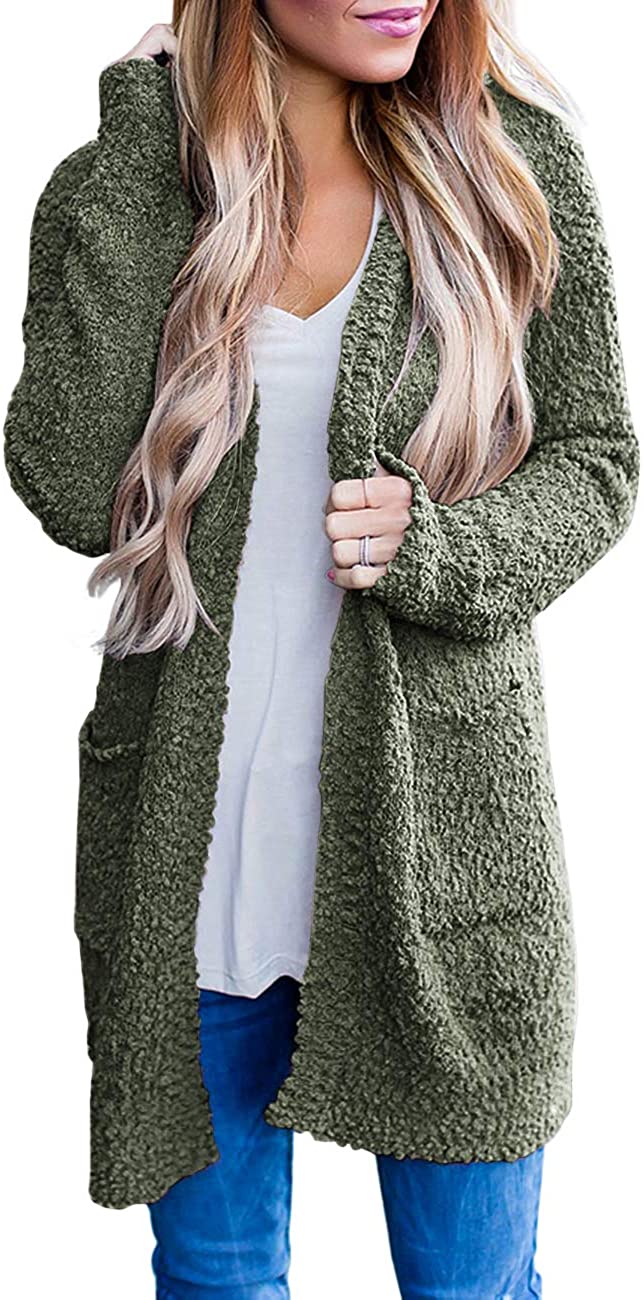 MEROKEETY Women's Long Sleeve Soft Chunky Knit Sweater Open Front Cardigan Outwear Coat