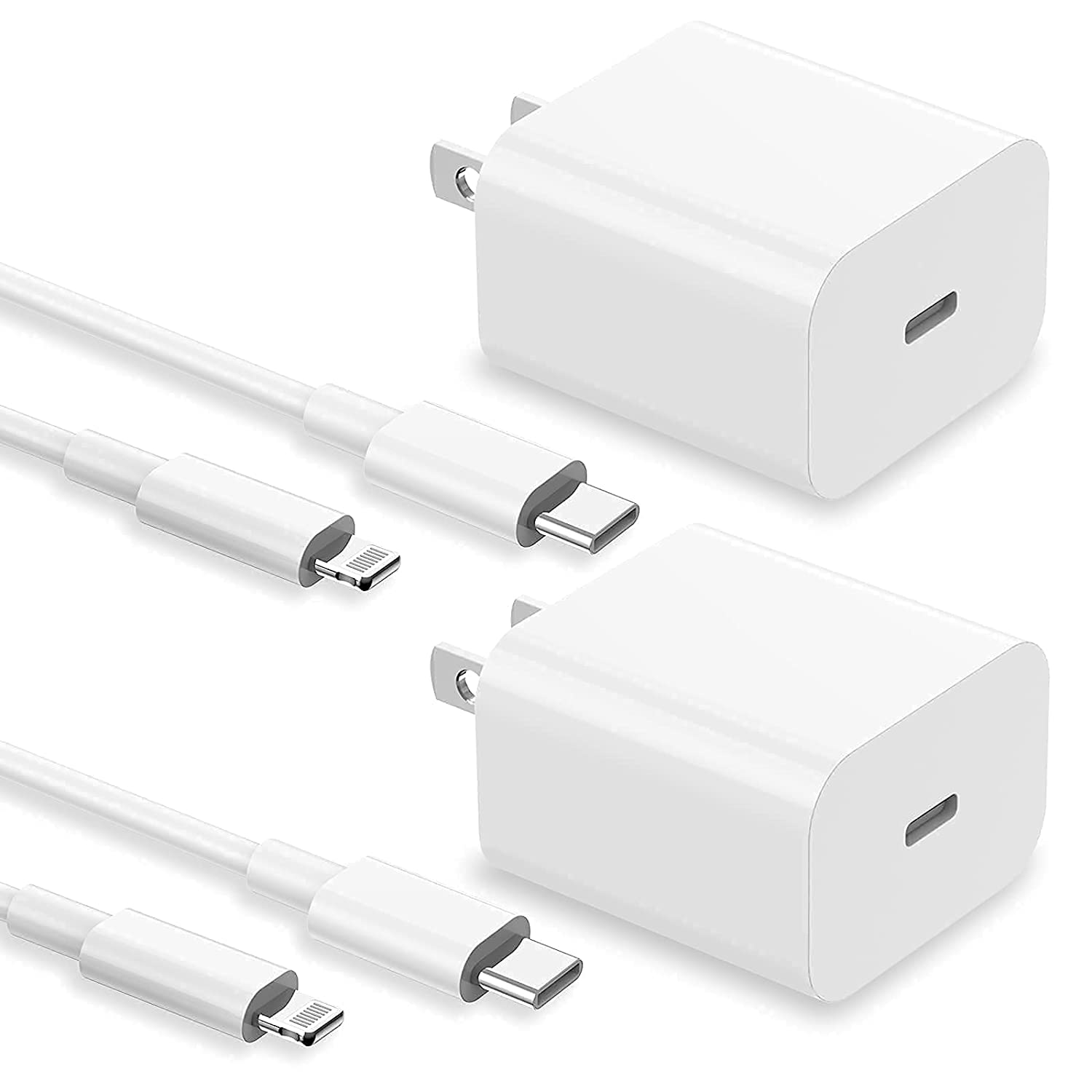 MFi Certified iPhone Fast Charger Adapter 20W PD Wall Charger with 6FT&10FT USB C to Lightning C