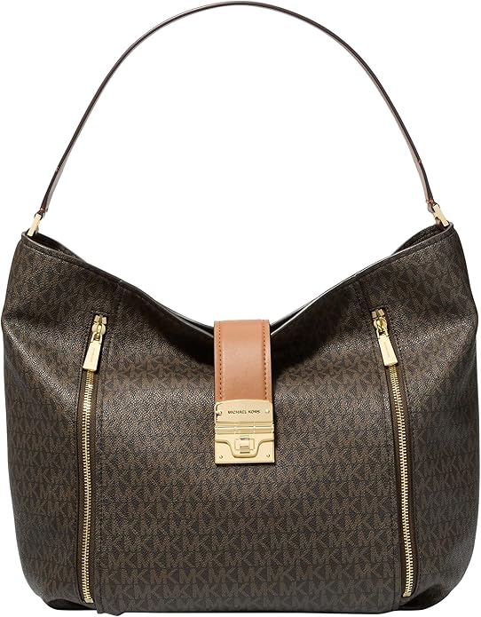Michael Kors Addie Large Hobo Shoulder Bag - Brown/Acorn with Gold-Tone Hardware