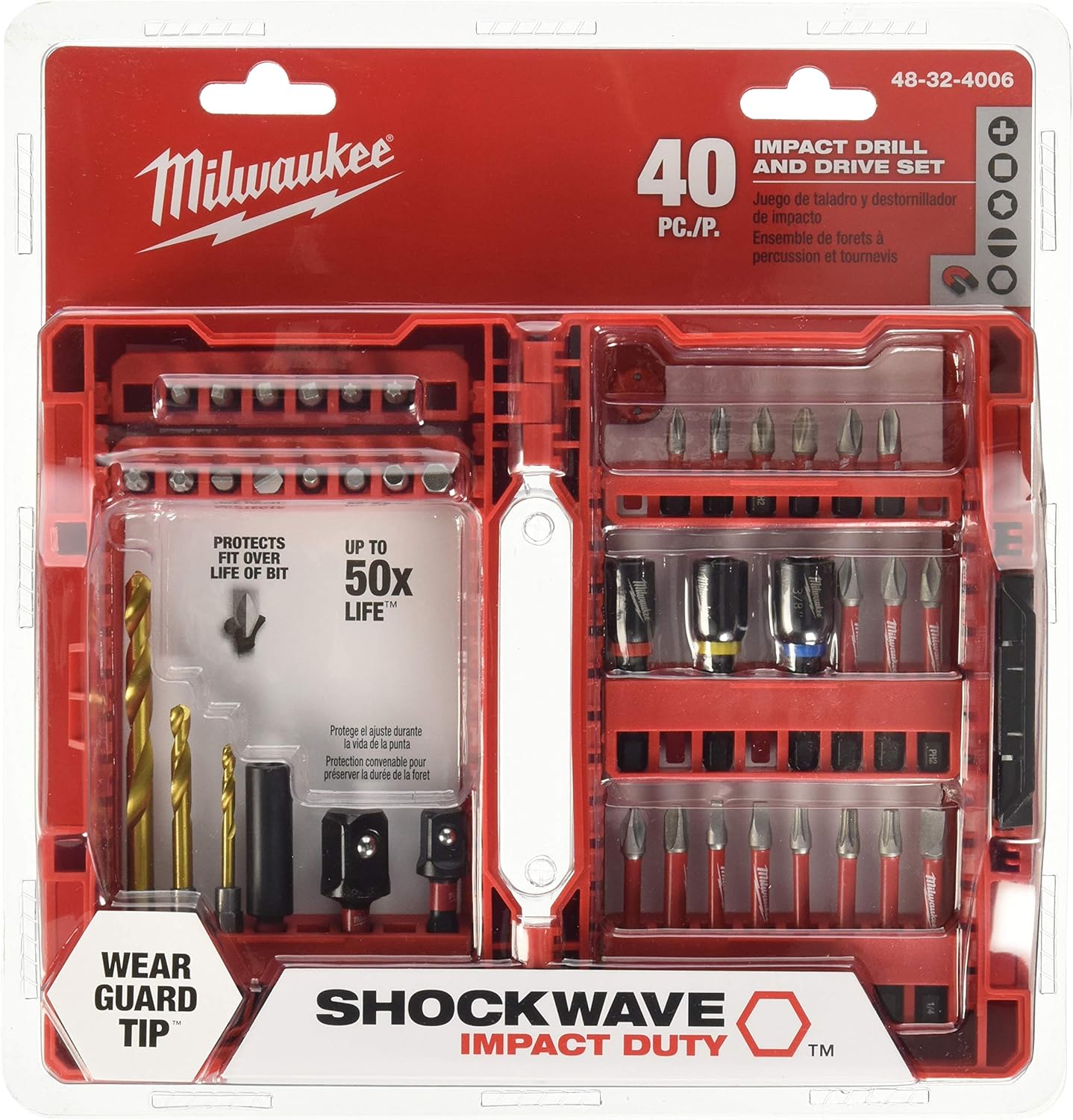 Milwaukee Electric Tool 48-32-4006 Shockwave Impact Hex Drill Bit, Nut Driver - 40 Piece Set