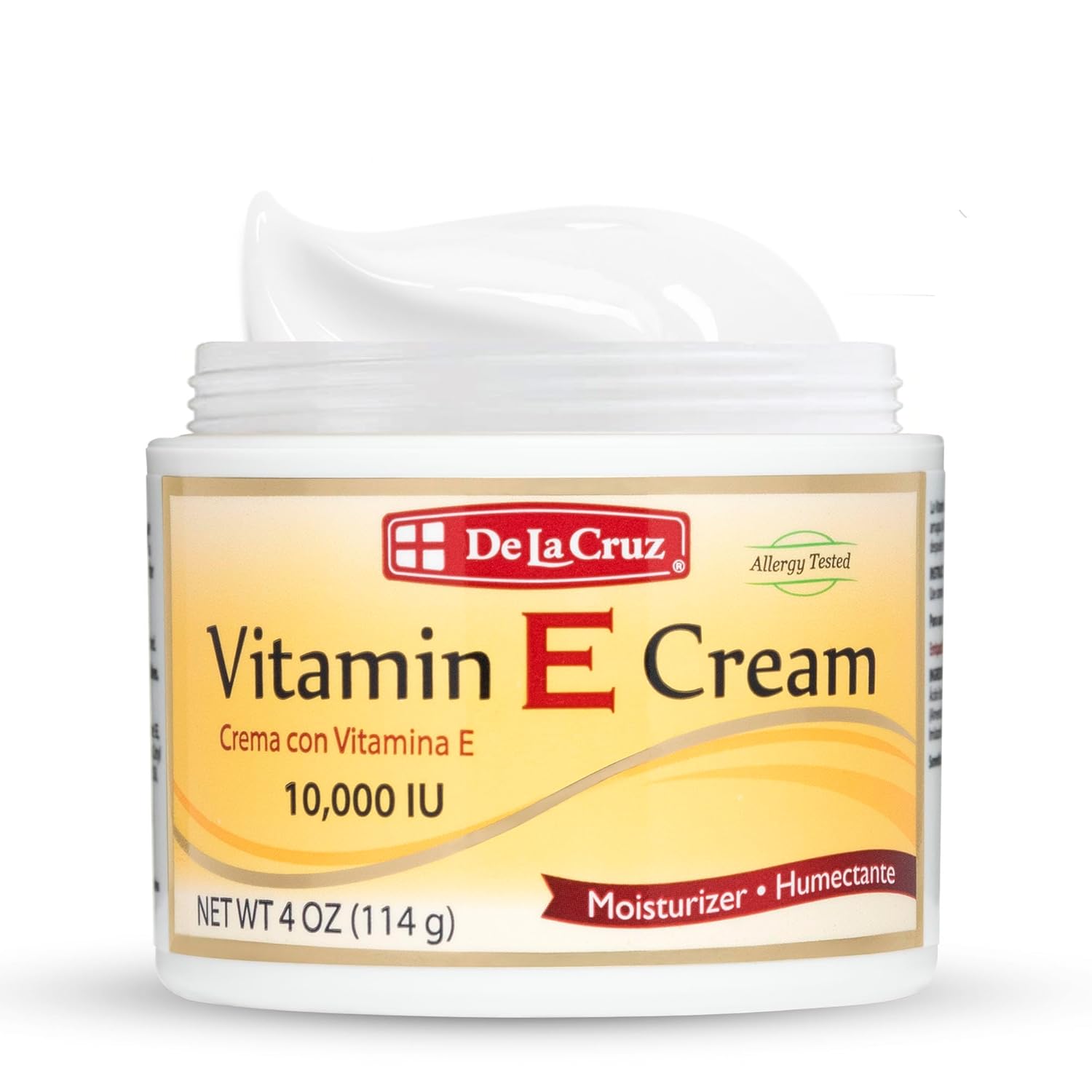 De La Cruz Vitamin E Cream Moisturizer for Face and Neck - Made in USA, 4 Oz
