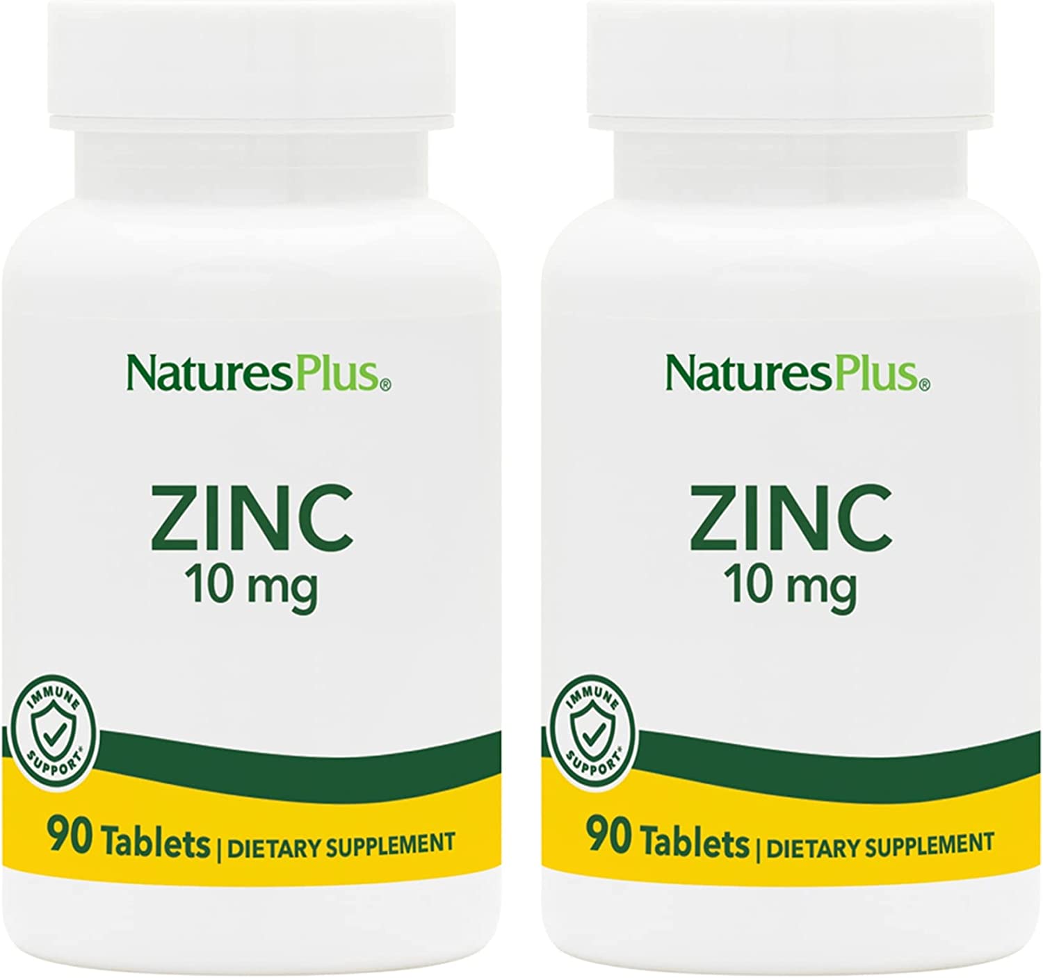 NaturesPlus Zinc 10 mg Supports Immune Health & Overall Well-Being, Pack od 2 - 90 Tablets