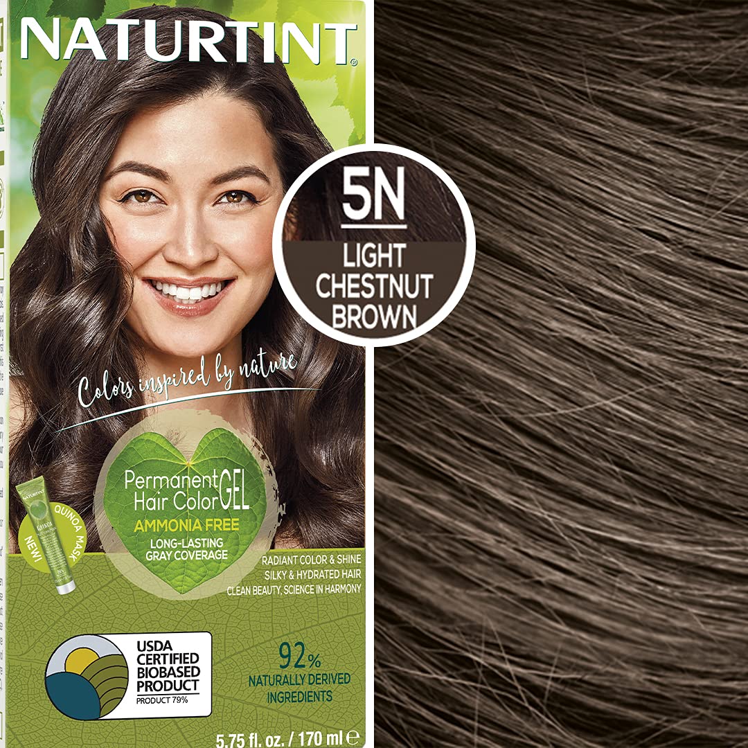 Naturtint Permanent Hair Color 5N Light Chestnut Brown, 100% Gray Coverage, Long Lasting Results (Pack of 6) - 5.75 Fl.Oz (170ml) each