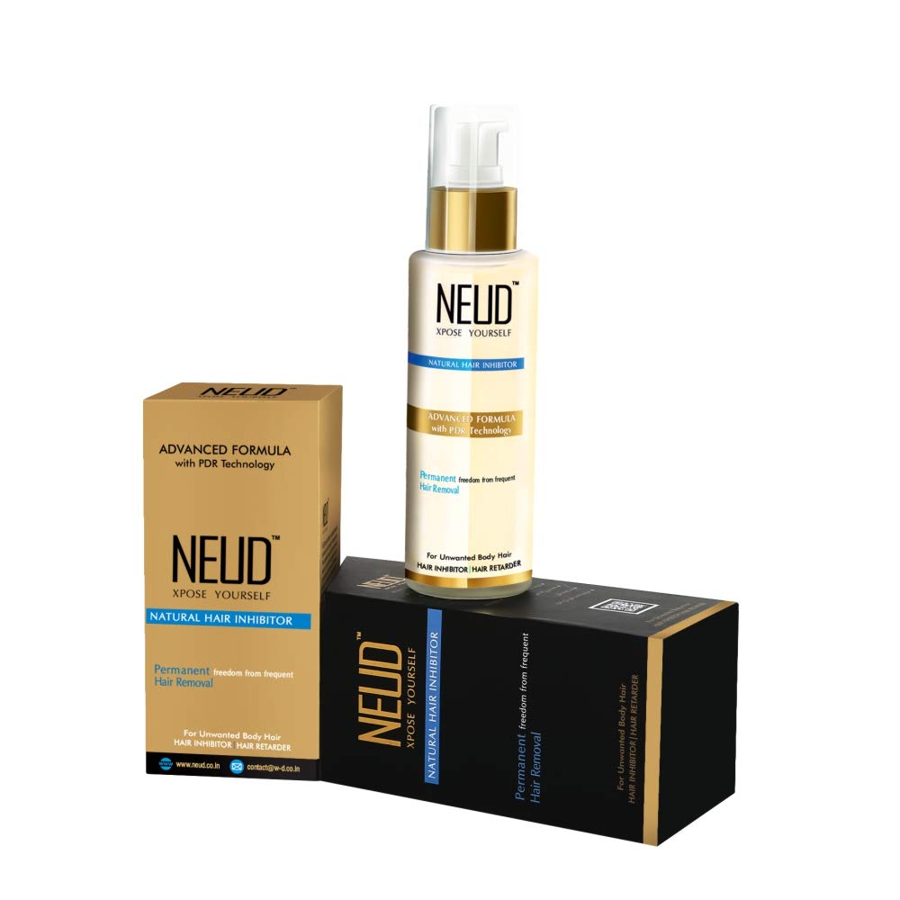 NEUD Natural Hair Inhibitor Cream for Permanent Reduction of Unwanted Body & Facial Hair in Men & Women- 3.5 Oz (100g)