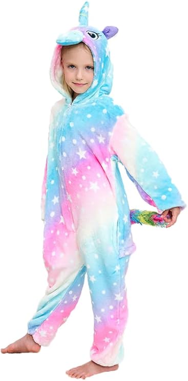 NewPlush Kids Unicorn Costume – Plush One‑Piece Pajamas / Onesie 3–12 Years | Pakistan