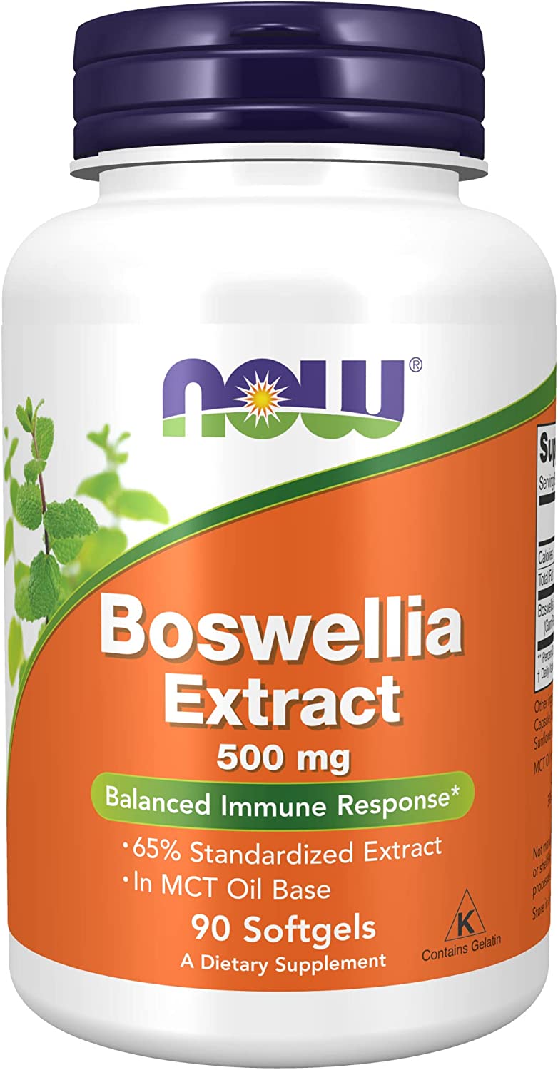 Boswellia Extract 500 mg by NOW Foods for Balanced Immune Response - 90 Softgels