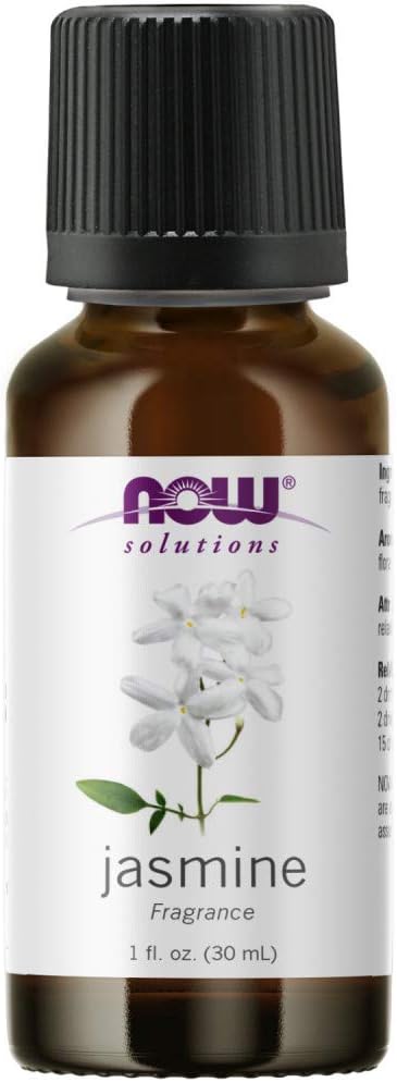 NOW Essential Oils, Jasmine Fragrance, Romantic Aromatherapy Scent, Steam Distilled, 100% Pure, Vegan, Child Resistant Cap, 1-Ounce