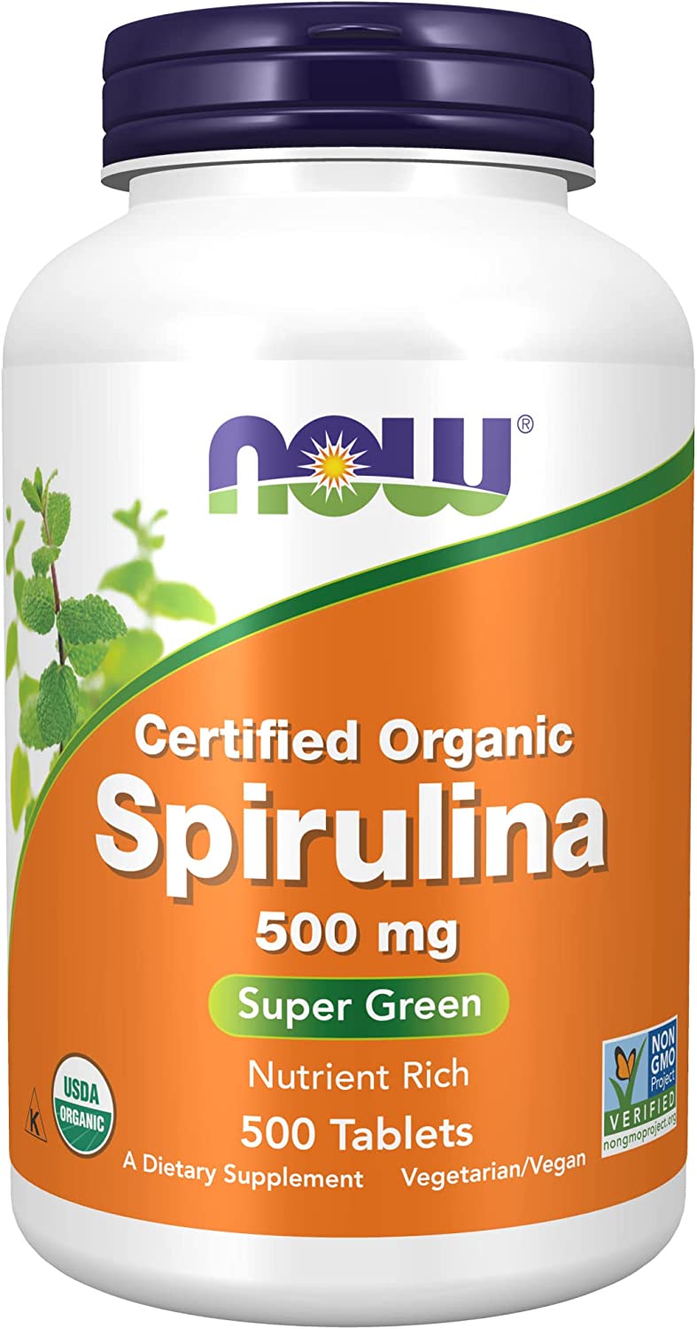 NOW Foods Spirulina Super Green 500 mg, 500 Tablets