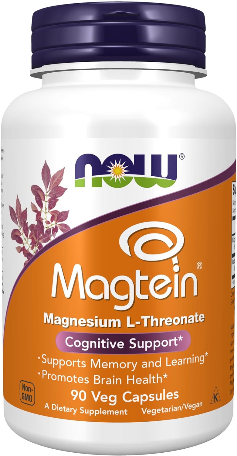 NOW Foods Supplements, Magtein™ with patented form of Magnesium (Mg), Cognitive Support*, 90 Veg C