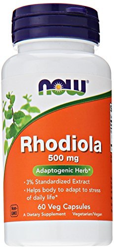 NOW Rhodiola Rhodiola Rosea  500mg, 60 Capsules (Pack of 2)