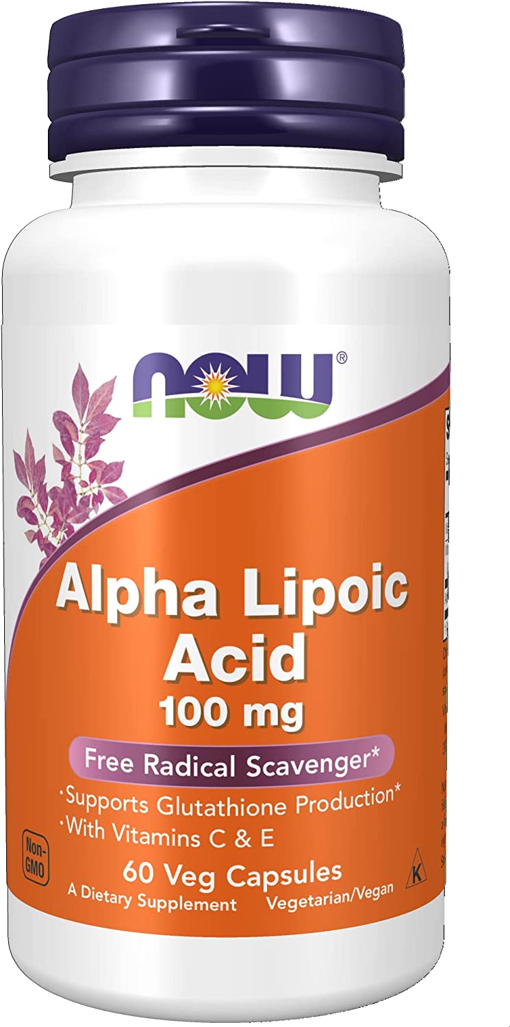 NOW Supplements, Alpha Lipoic Acid 100 mg with Vitamins C & E, Free Radical Scavenger*, 60 Veg Capsules