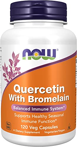NOW Supplements Quercetin with Bromelain Balanced Immune System, Pineapple - 120 Veg Capsules