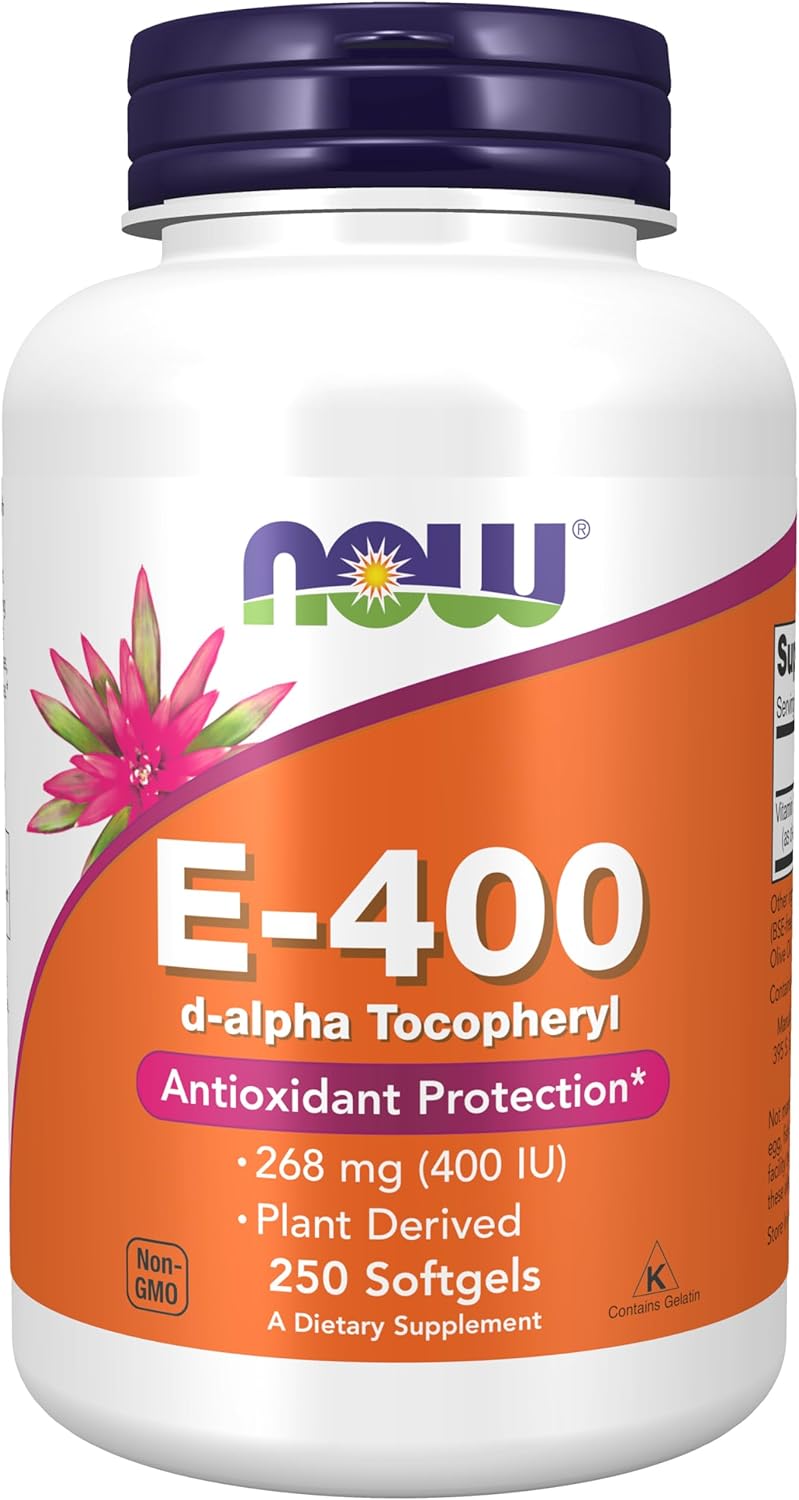NOW Supplements, Vitamin E-400 IU, D-Alpha Tocopheryl, Antioxidant Protection*, 250 Softgels