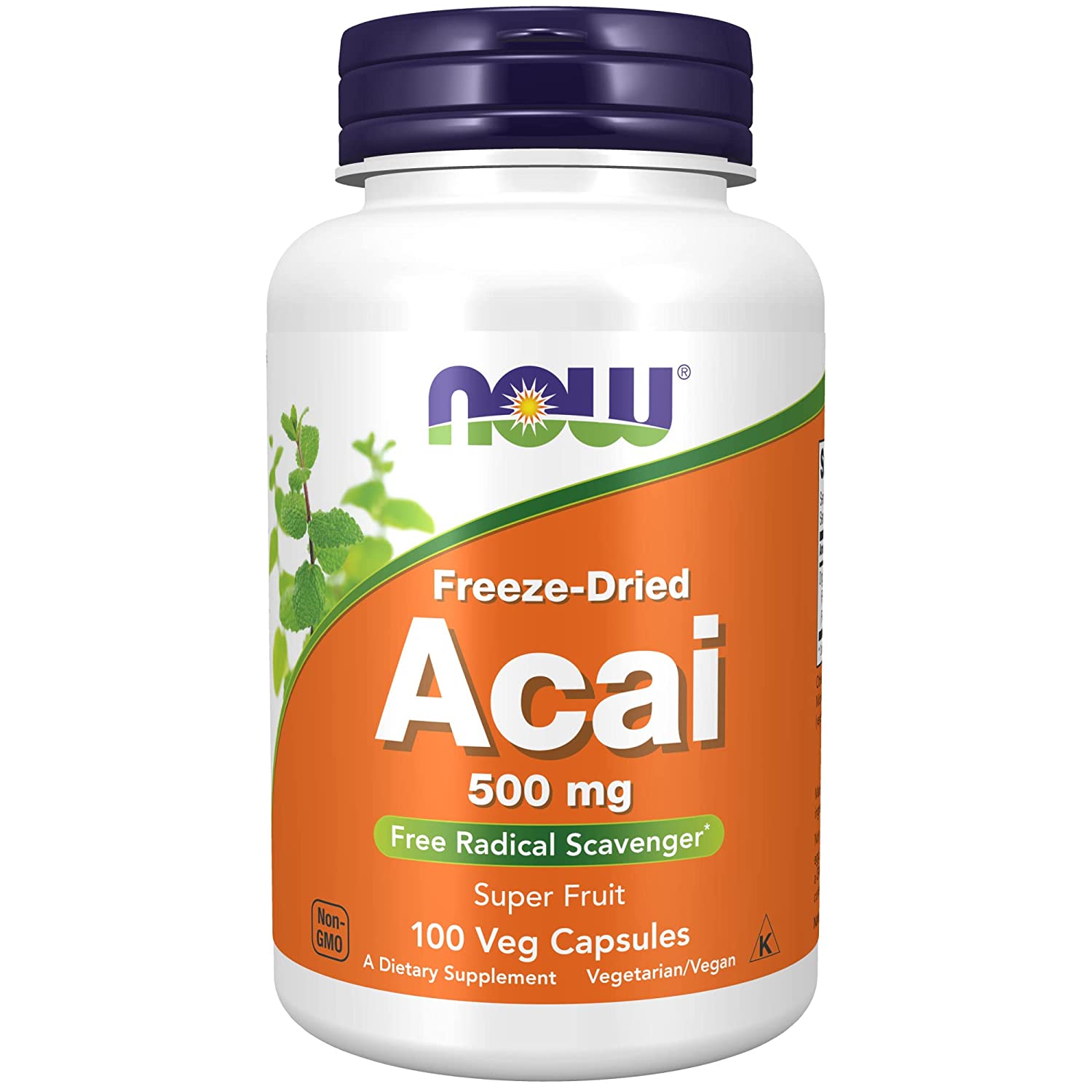 NOW Supplements, Acai 500 mg, Freeze-Dried Super Fruit with Polyphenols, Ellagic Acid, Rutin, Anthocyanins and Catechins -100 Veg Capsules