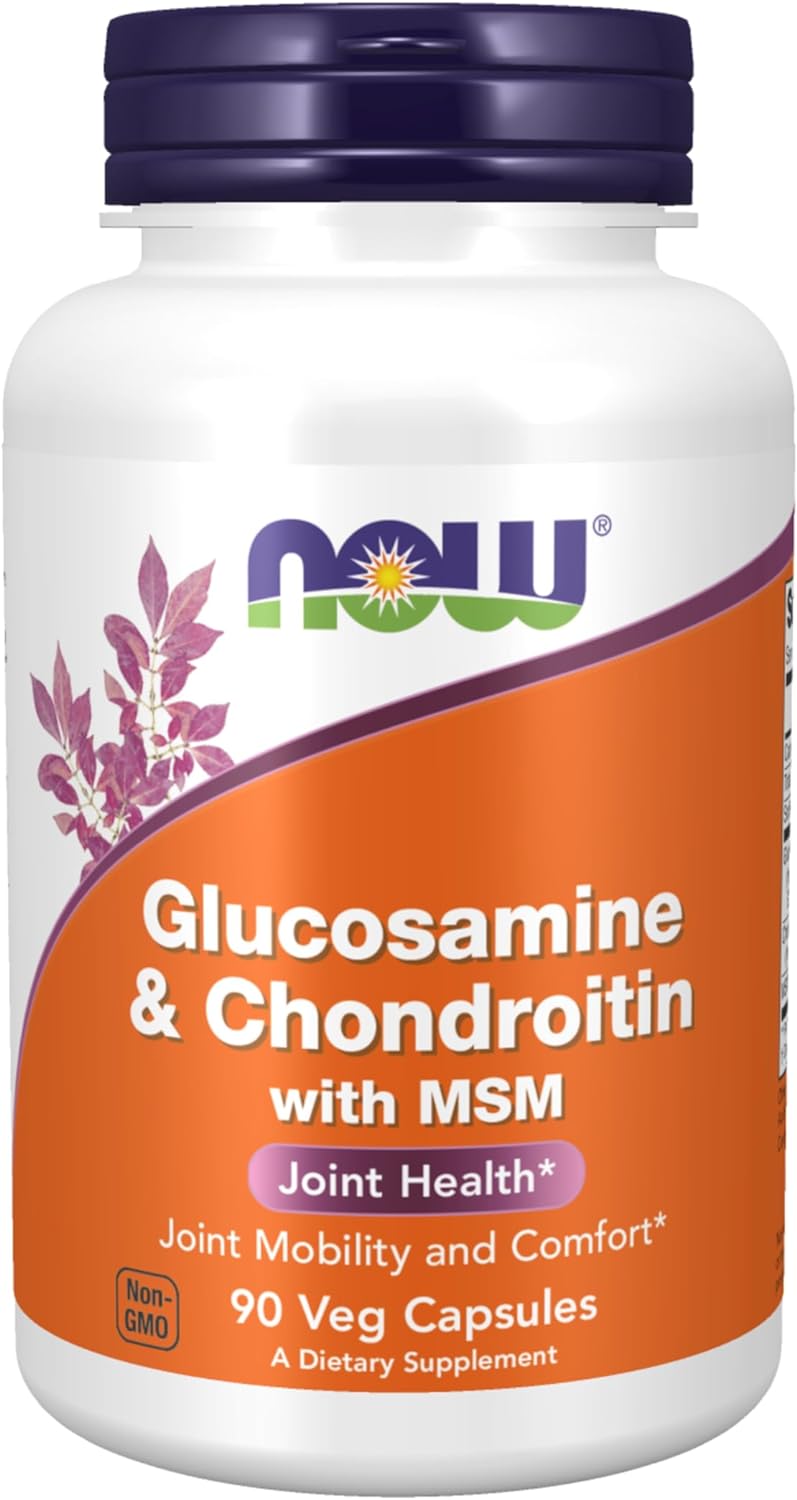 NOW Supplements, Glucosamine & Chondroitin with MSM for Joint Health, Mobility and Comfort - 180 Vcaps