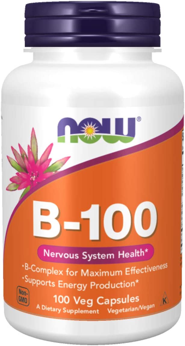 NOW Supplements, Vitamin B-100, Energy Production for Nervous System Health - 100 Vcaps