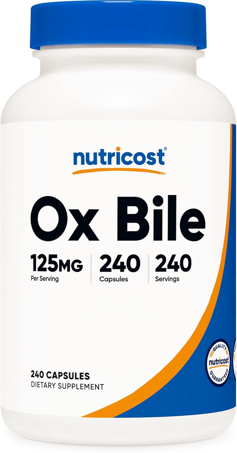 Nutricost Ox Bile 125mg - Premium Digestive Support Capsules (240 Count) | Natural Gallbladder Support & Fat Absorption Aid in Pakistan
