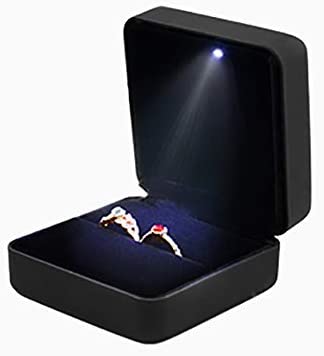 Omeet Big Size Metal Glossy LED Jewelry Gift Box Ring Jewelry Exhibition - Suitable for a pair of rings