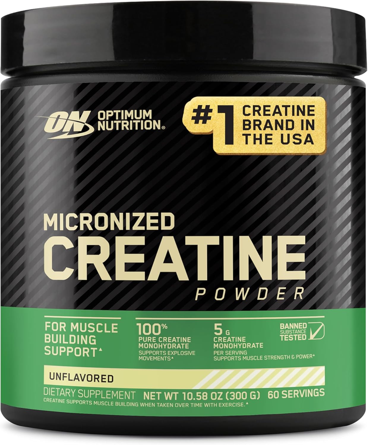 Optimum Nutrition Micronized Creatine Powder, Unflavored, 60 Servings - 10.6 Oz (300g)