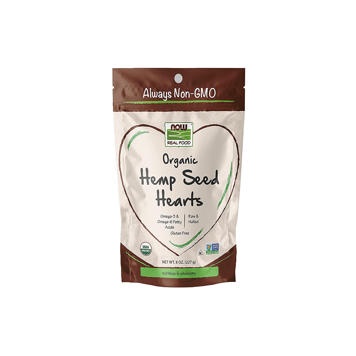 Organic Hemp Seed Hearts, High Protein & Iron, with Omega-3 and Omega-6 Fatty Acids, Raw and Hulled - 8 Oz (227g)