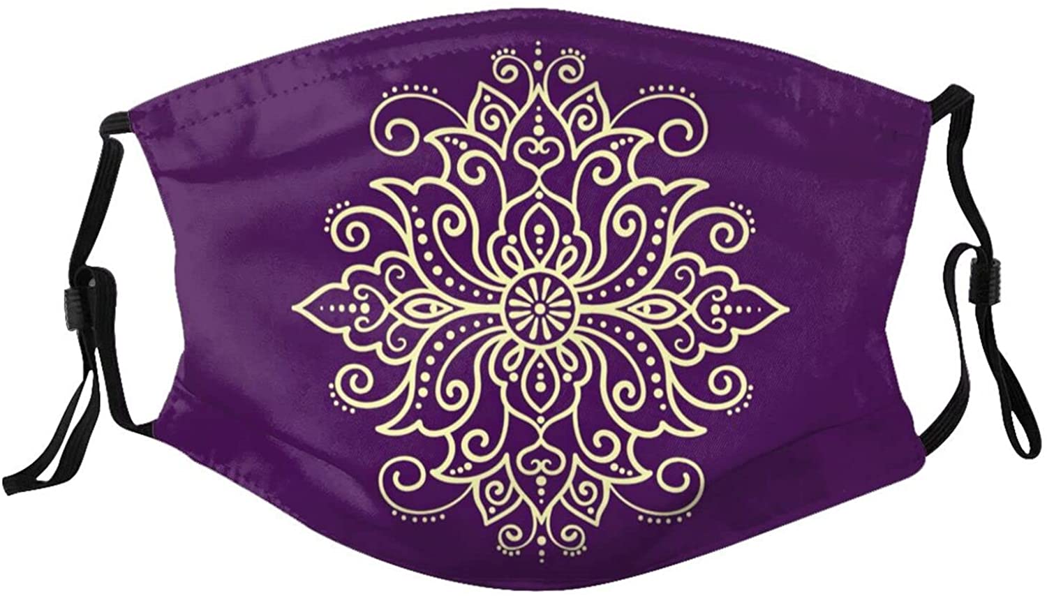 Paisley Vintage Design Balaclavas Face Mask with 2pcs for Adults - Gold Mandala in Purple