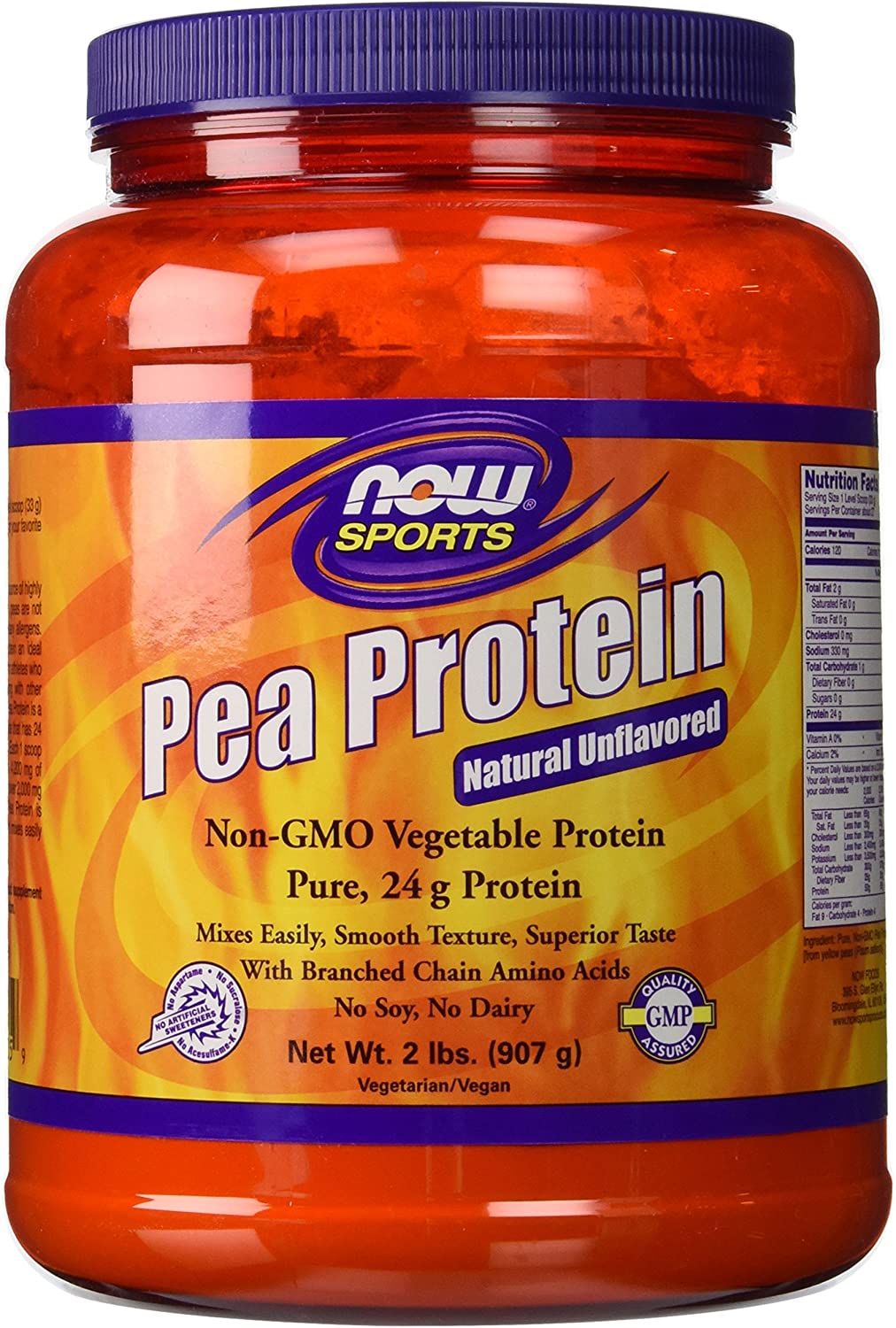 100% Pure Pea Protein Now Foods Powder - 2 Pound (Pack of 2)