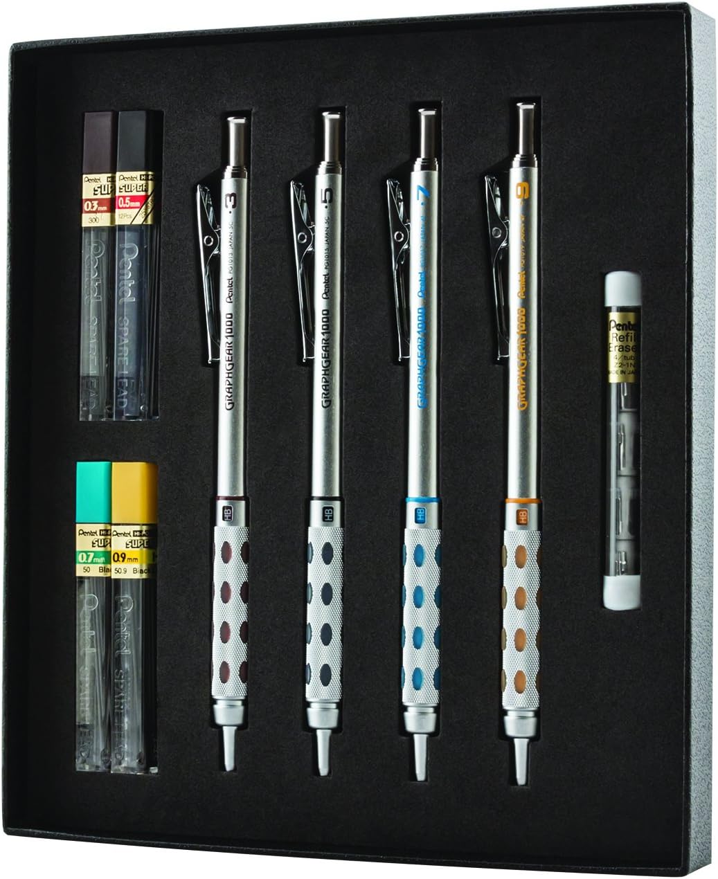Pentel Arts GraphGear 1000 Mechanical Pencil Gift Set – Premium Drafting Tools with Refill Leads & Erasers (Imported)
