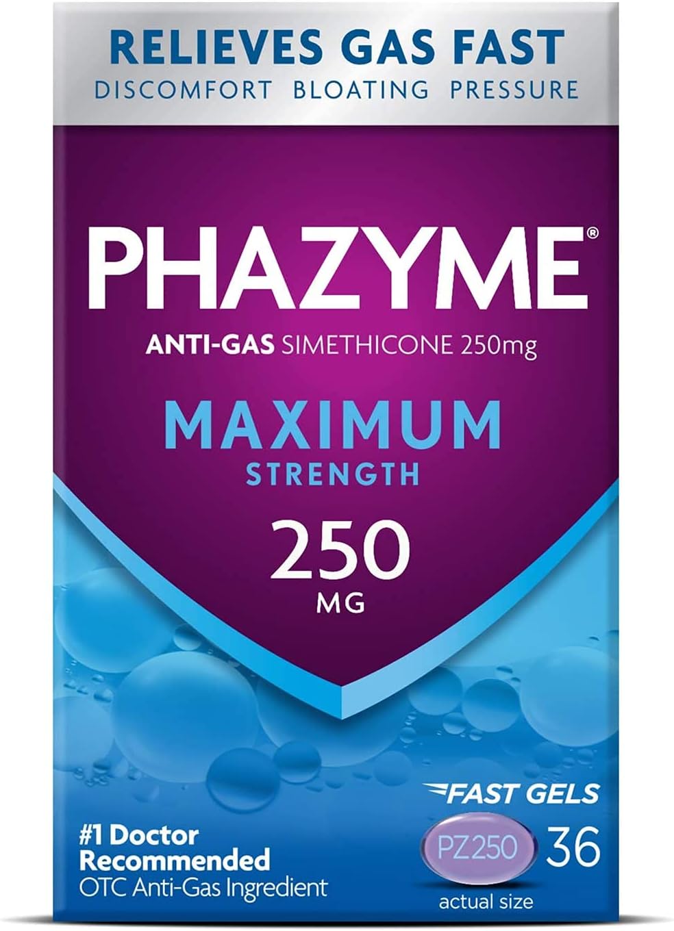 Phazyme Maximum Strength for Rapid Gas Relief, 36 Count Gels