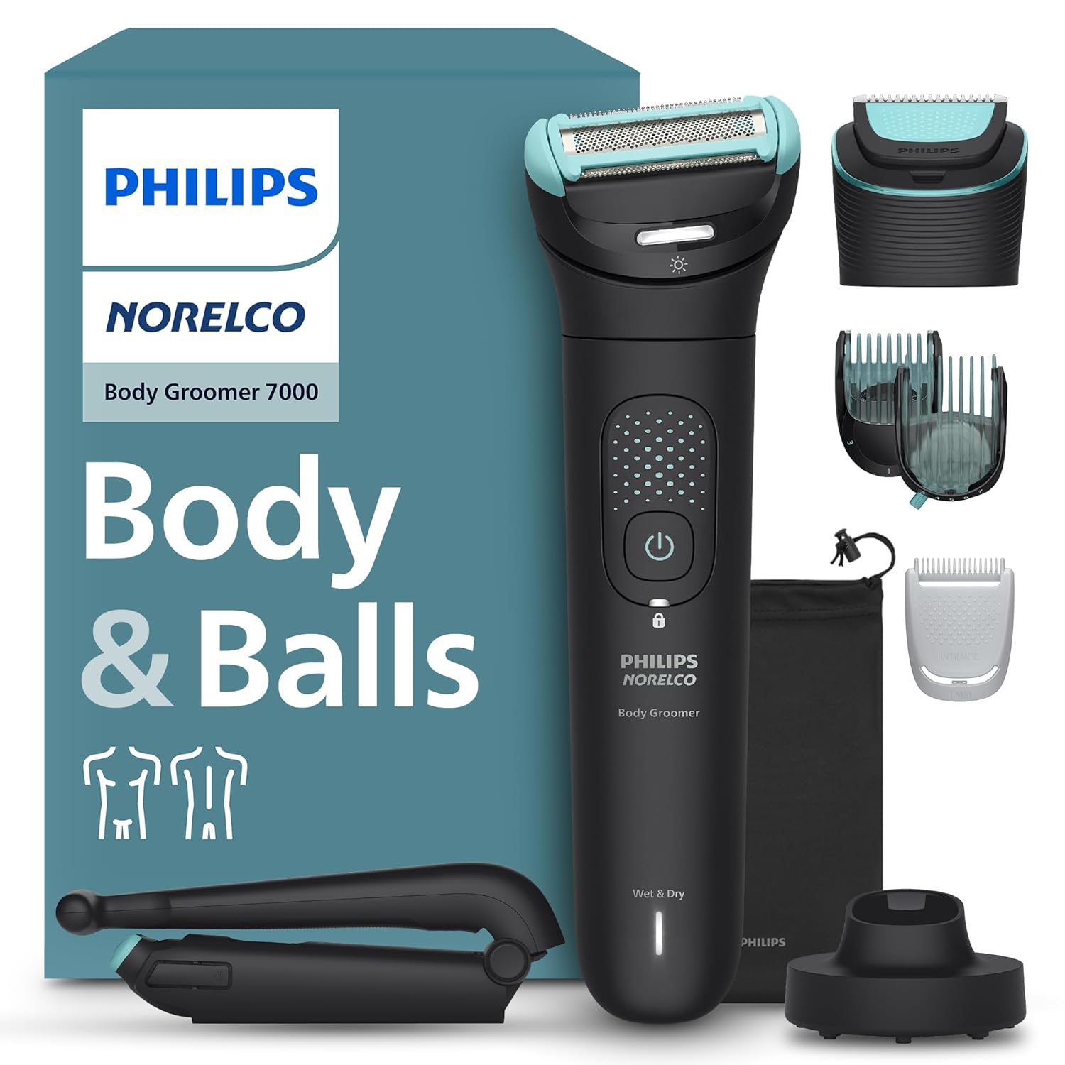 Philips Norelco Bodygroom Series 7000 (BG7480/50) - Showerproof Body Trimmer 2D Flexing Head