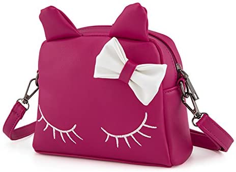 Pinky Family Cute Cat Ear Kids Handbags PU Leather, Shoulder Bag, Crossbody & Backpacks Bag - Pink Rosy