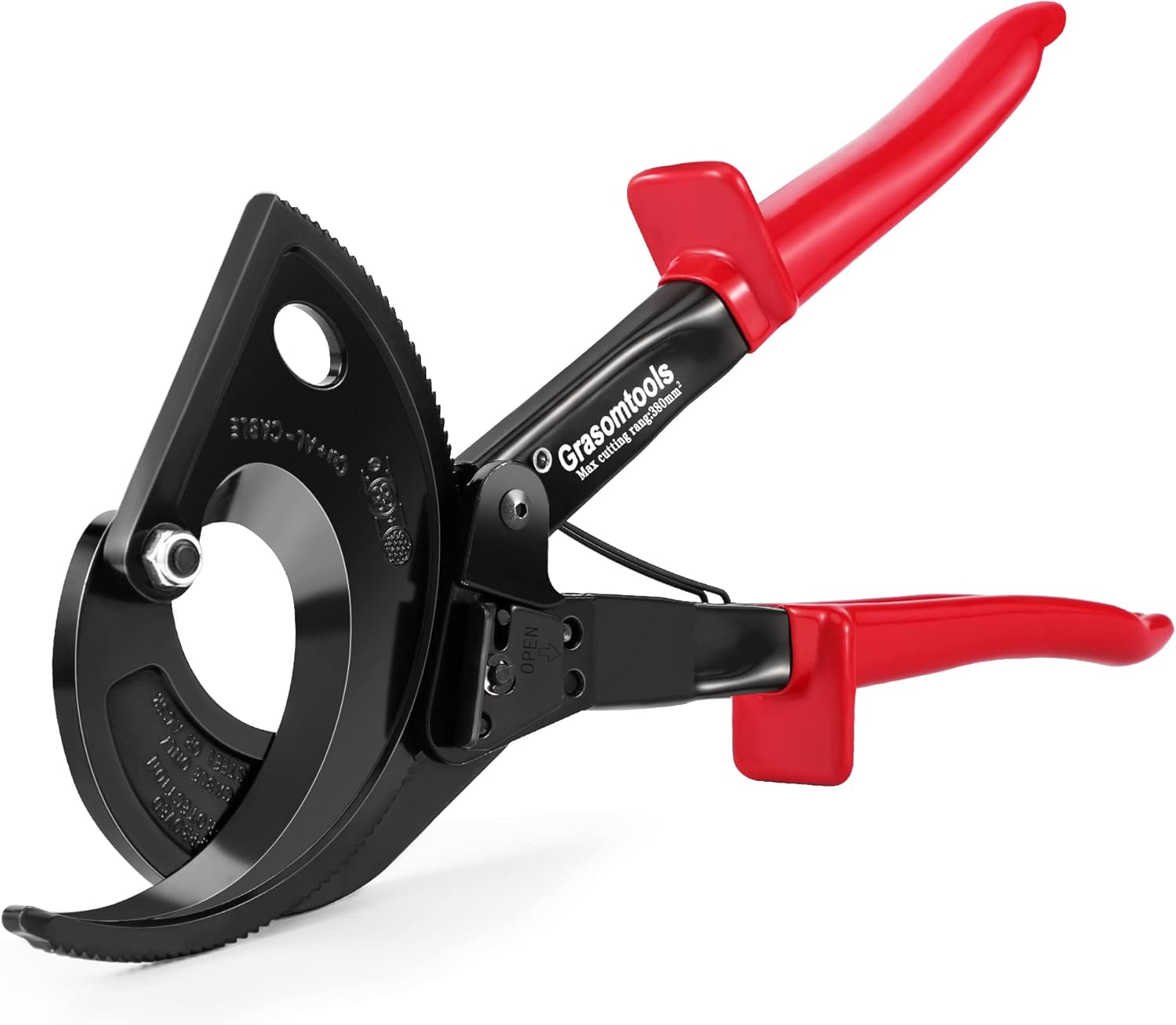 Grasomtools HS520A Heavy Duty Ratchet Cable Cutter for Aluminum Copper Cable up to 400mm², Armoured Cable Cutter with Safety Lock