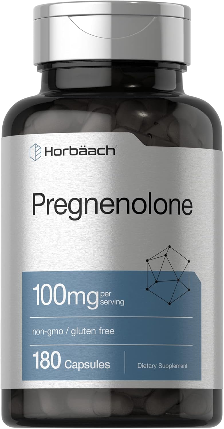 Pregnenolone 100mg Supplement - 180 Non-GMO & Gluten-Free Capsules by Horbäach