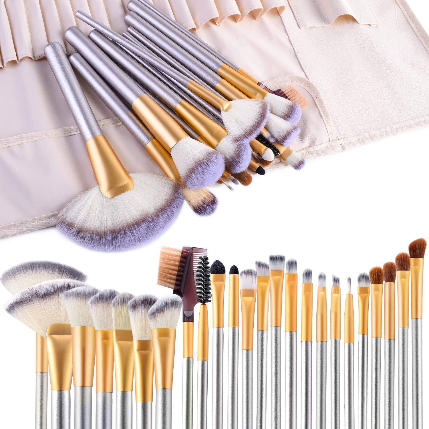 Premium Cosmetic Makeup Brush Set for Foundation Blending Blush Concealer Eye Shadow, 24pcs Make up 
