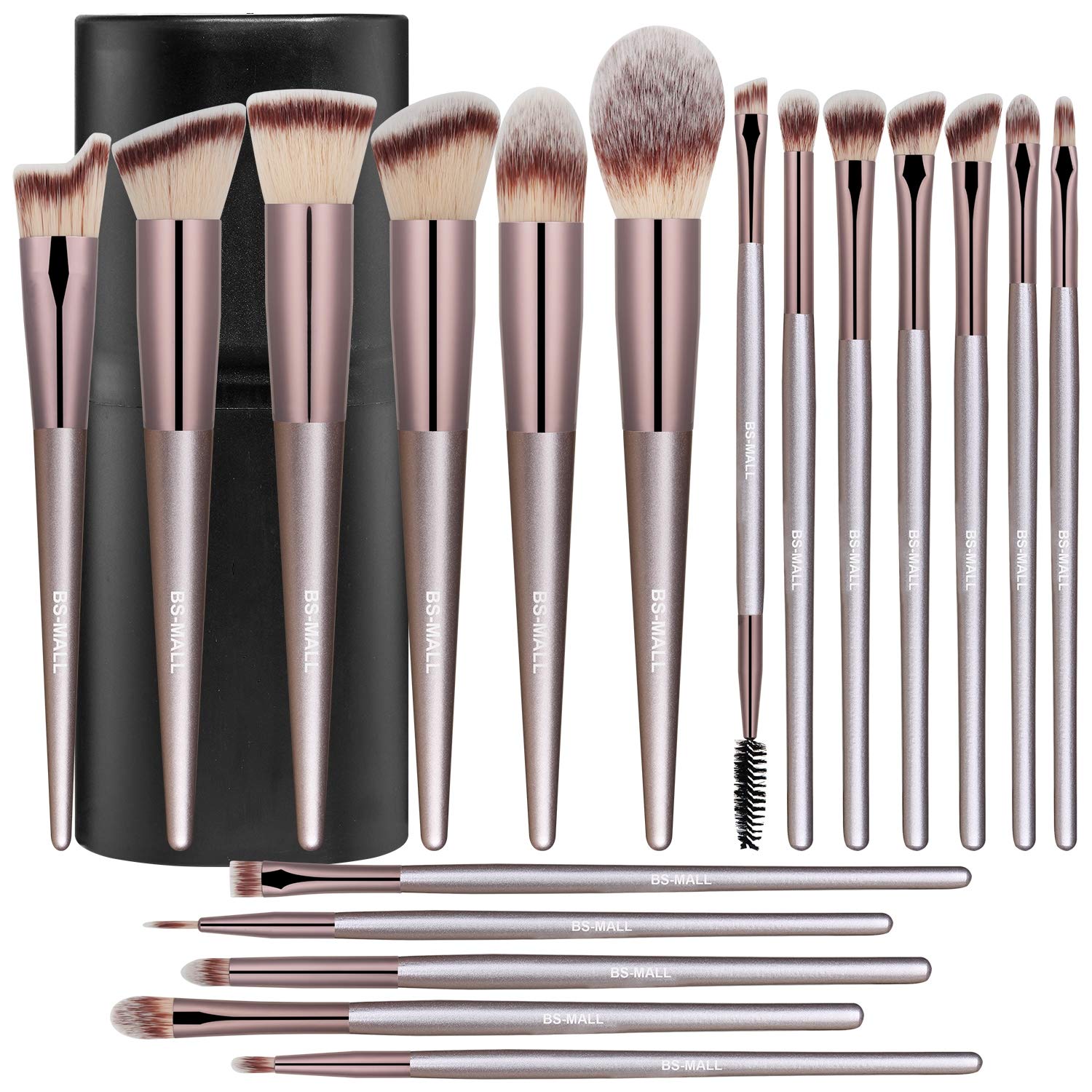 Premium Synthetic Makeup Brush Set by BS-MALL for Eyeshadow, Concealing, Blush, & Foundation - 18 Pcs