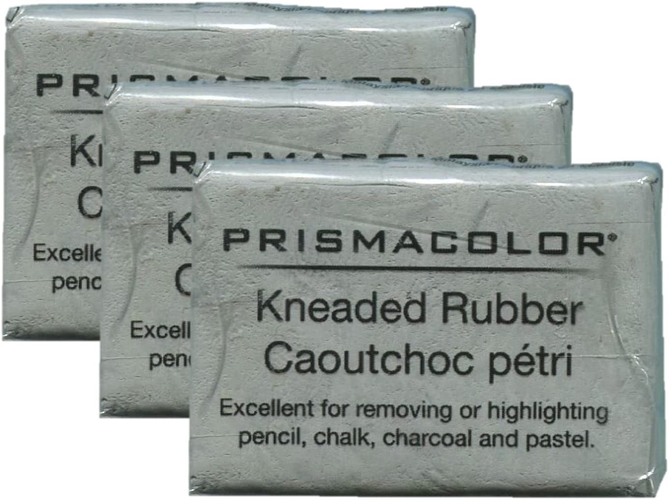 Prismacolor Design Eraser, Kneaded Rubber Eraser Large, Grey , (3 Pack)