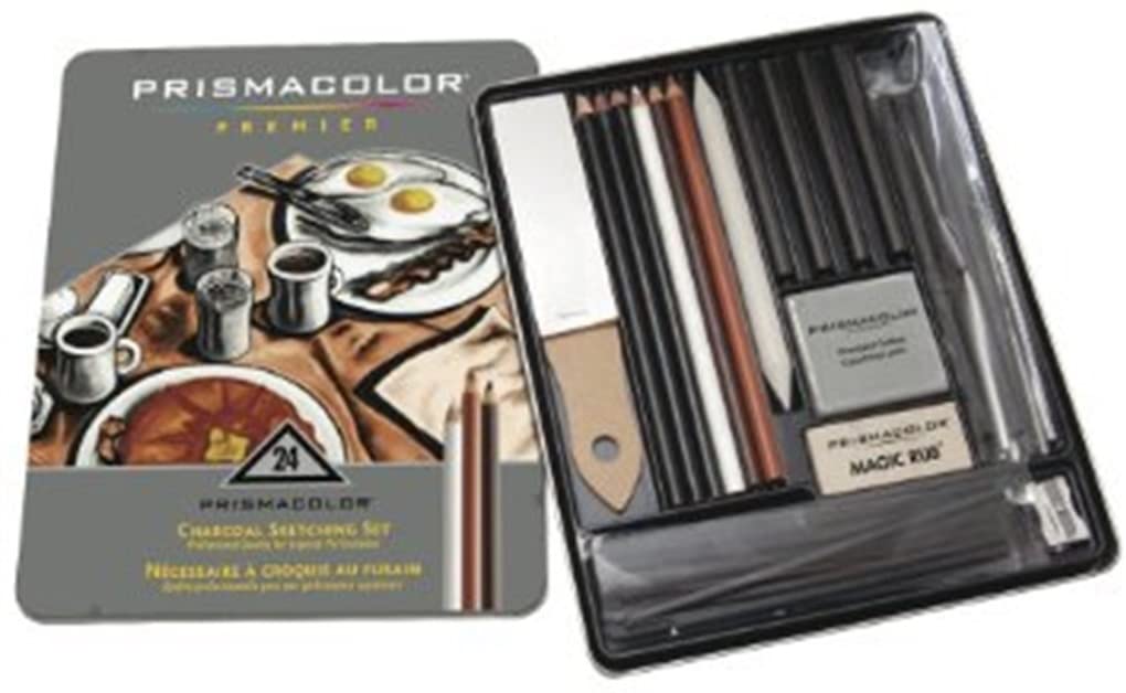 Prismacolor Premier 25 Piece Charcoal Sketch Set In Reusable Metal Tin