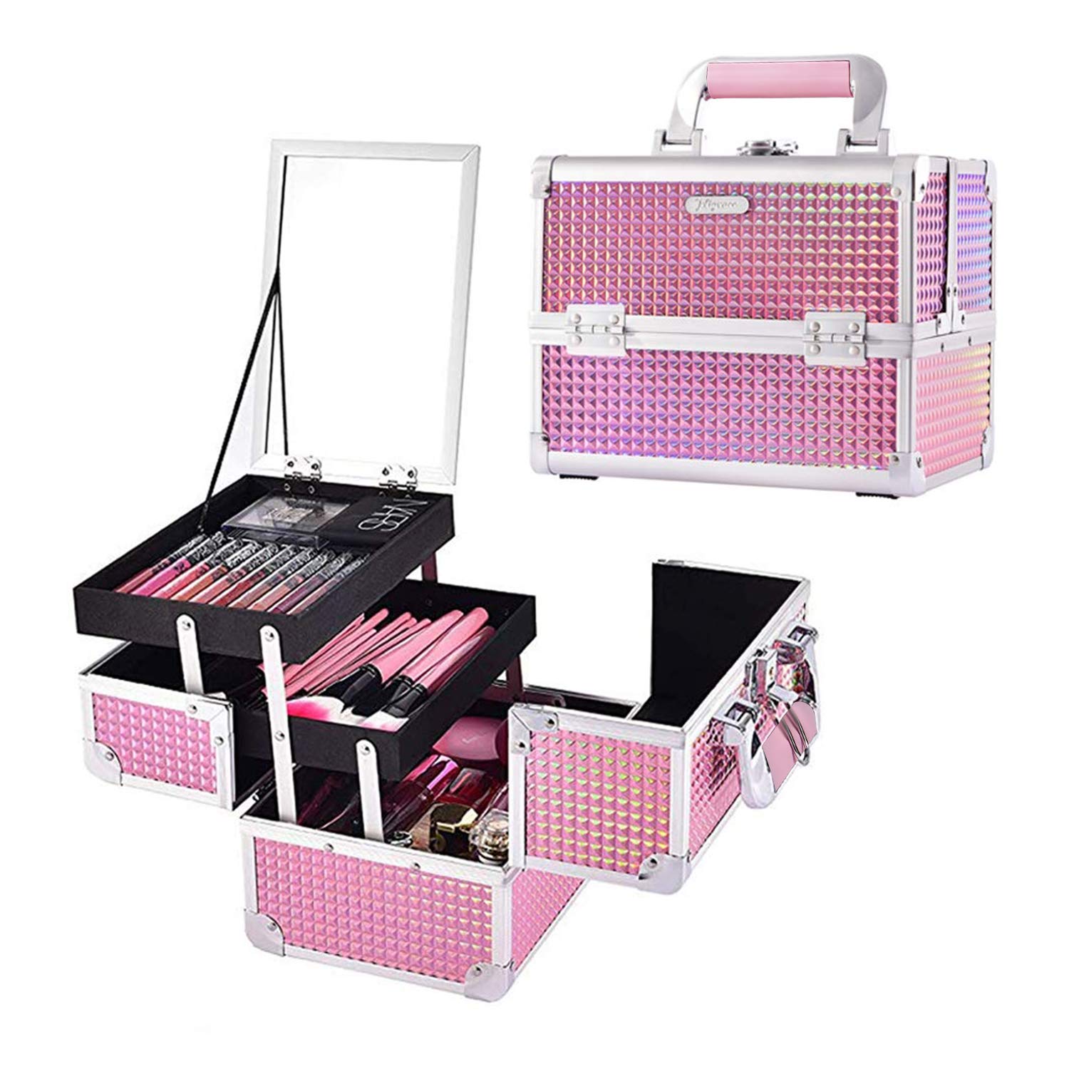 Professional Aluminum Storage Makeup Cosmetic Organizer Case -5.9 Pound (2.6kg)
