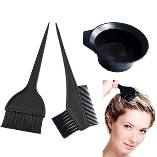 Professional Salon Hair Coloring Dyeing Kit - Dye Brush & Comb/Mixing Bowl/Tint Tool - Black