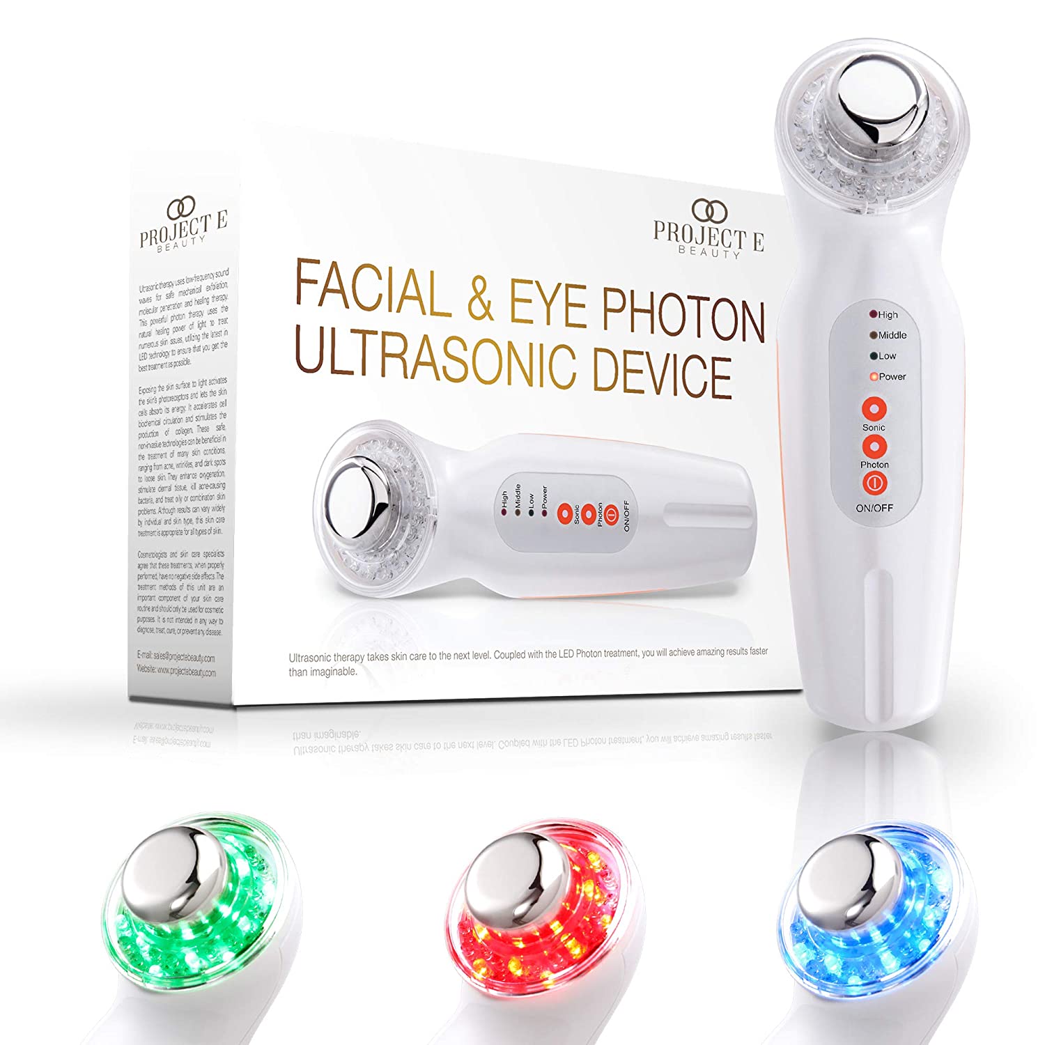 Project E Beauty Facial & Eye Photon Ultrasonic Message Device, Next Level Skin Care Machine