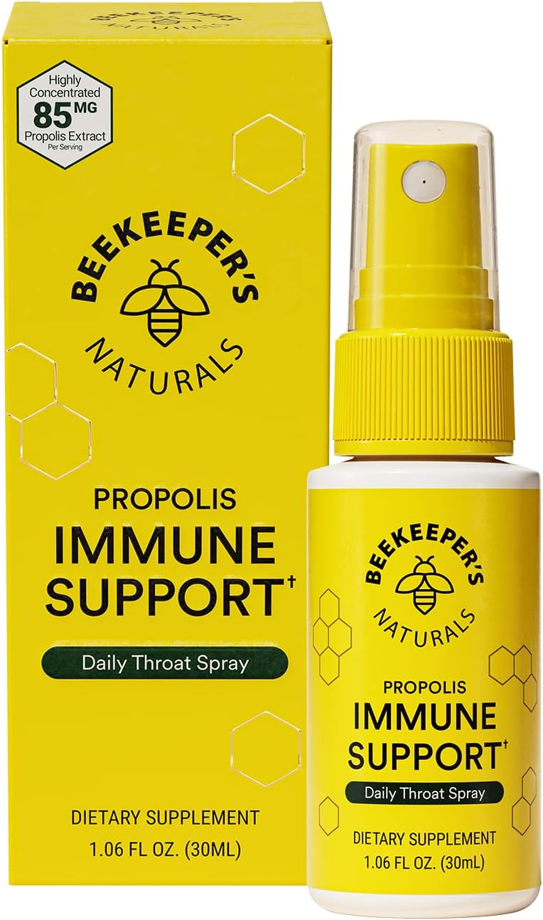 Propolis Throat Spray by Beekeeper's Naturals - 95% Bee Propolis Extract, Natural Immune Support & Sore Throat Relief - Antioxidants, Keto, Paleo, Gluten-Free (1.06 oz)
