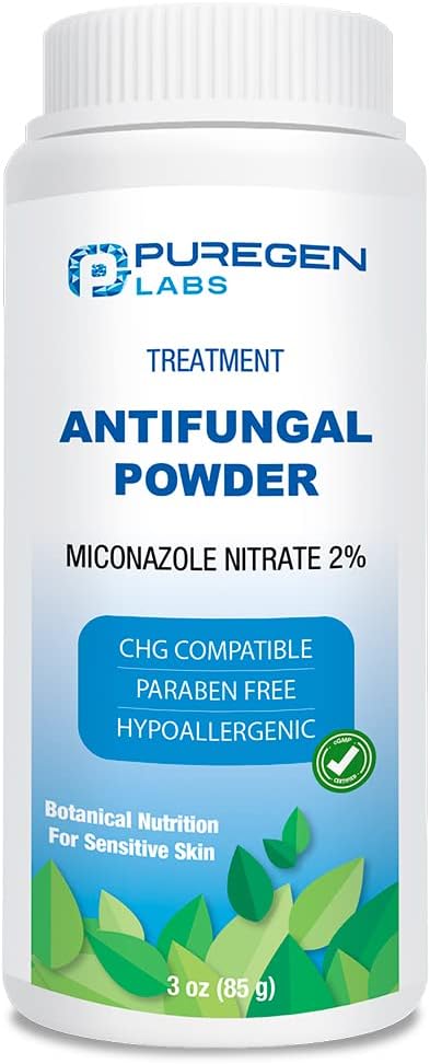 Puregen Labs Antifungal Powder with 2% Miconazole Nitrate - 3 oz (85g) - Talc Free Formula for Athle