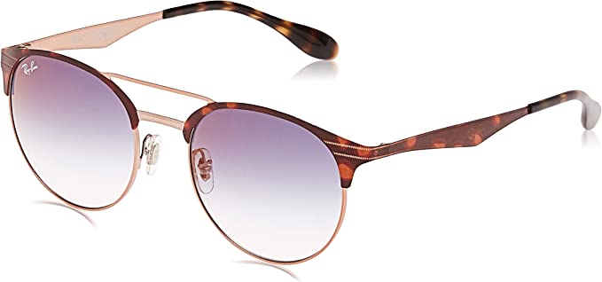 Ray-Ban RB3545 Metal Round Sunglasses - Cooper on Top Havana/Mirrored Blue Gradient Red