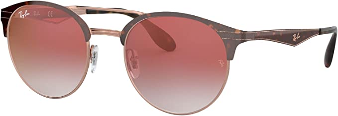 Ray-Ban RB3545 Metal Round Sunglasses - Havana on Copper/Mirrored Gradient Red