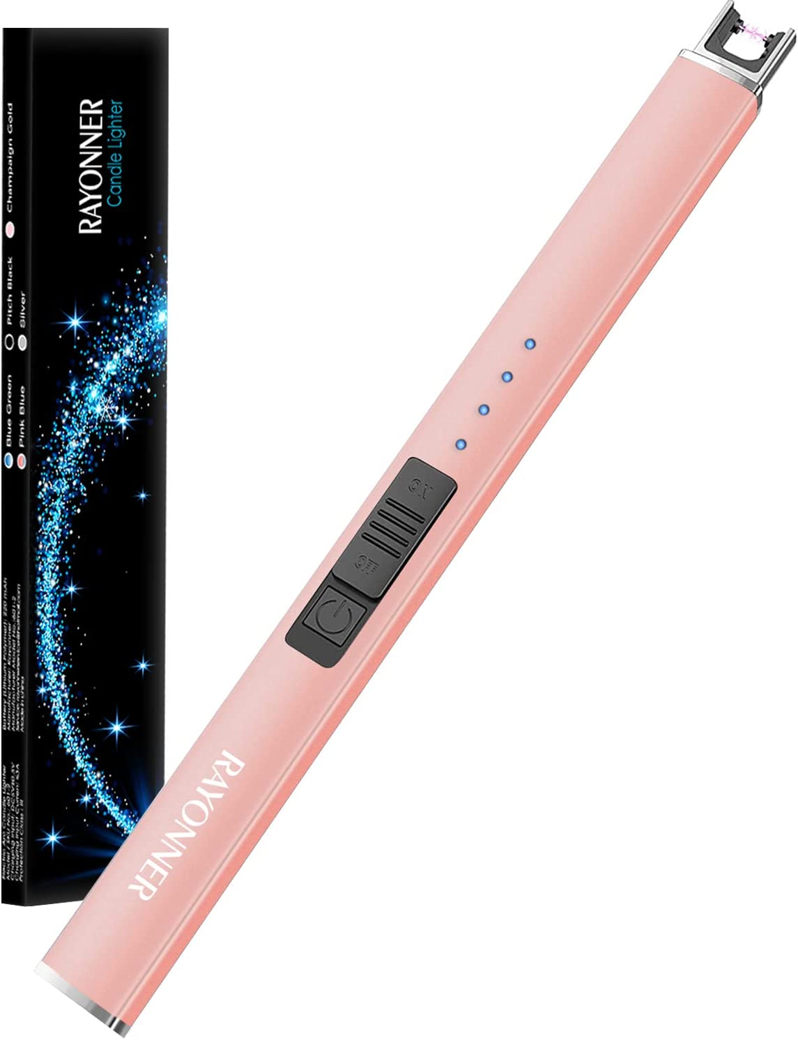 RAYONNER Lighter Electric Lighter Candle Lighter Rechargeable USB Lighter Arc Lighter - Pink