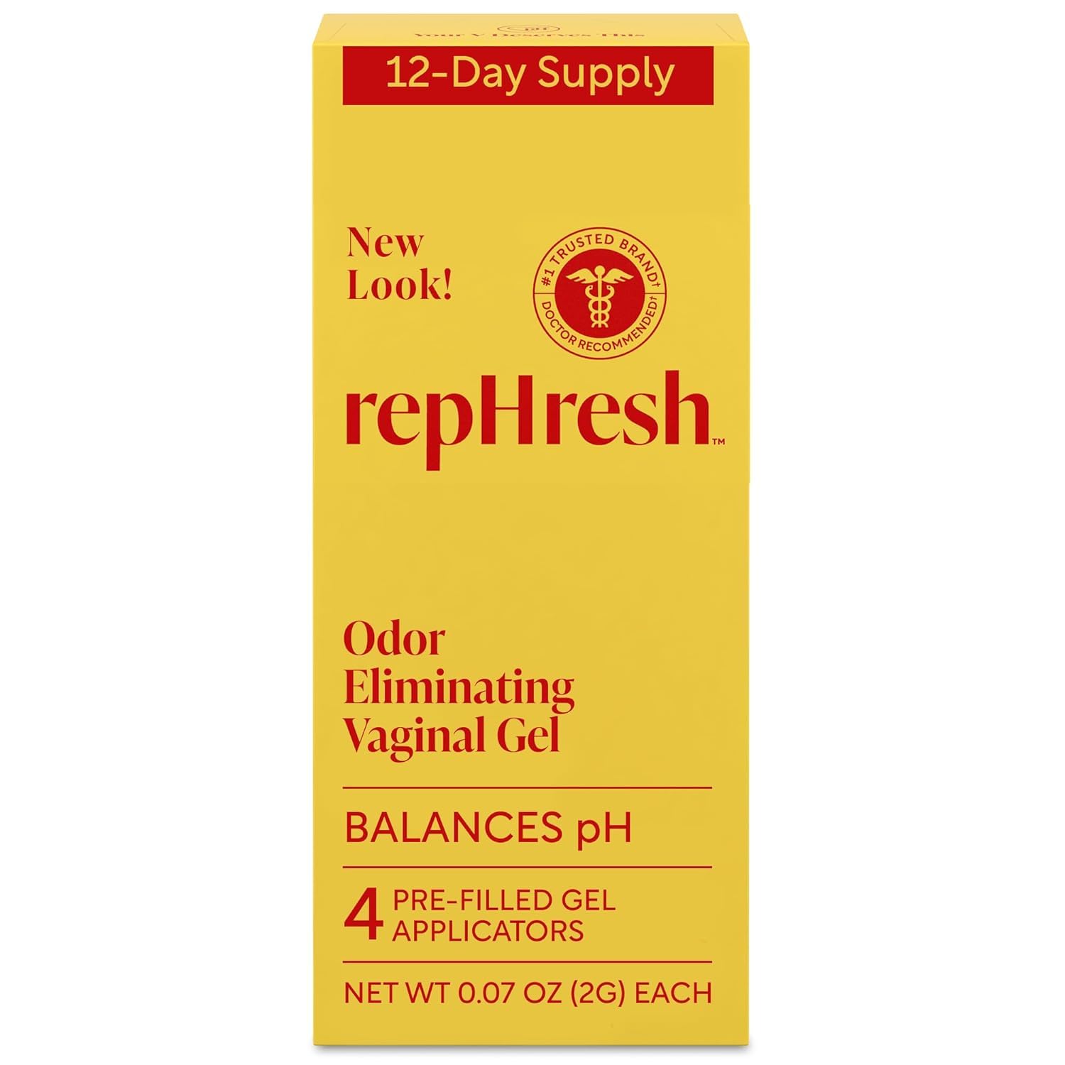 RepHresh Vaginal Gel Odor Eliminator & pH Balance - 4 Count (0.07oz) Pre-filled Applicators