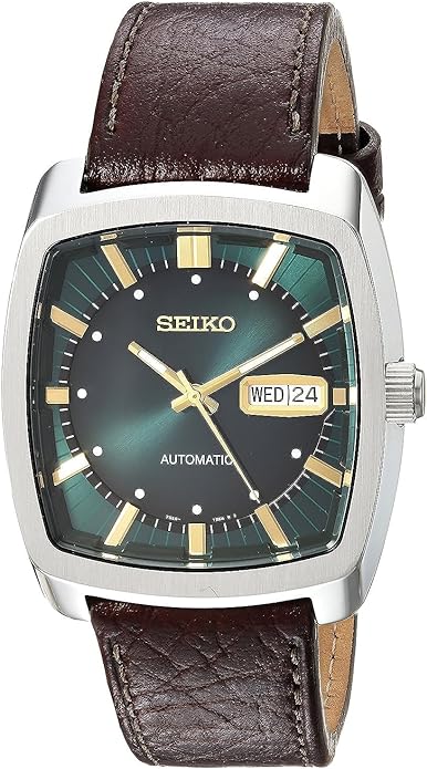SEIKO Recraft Automatic Men's Watch - Luxurious Brown Leather, Day/Date Display, 50m Water Resistance