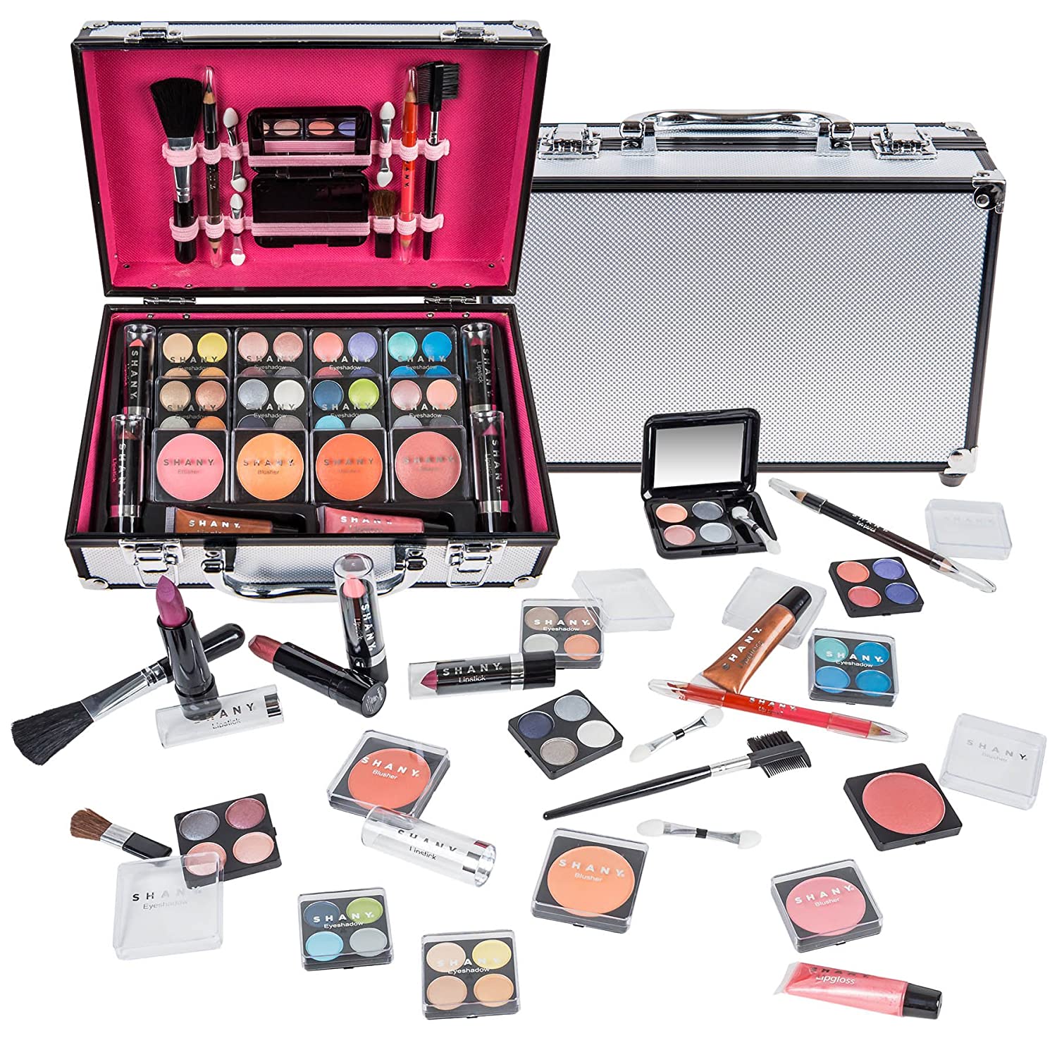 SHANY All Makeup Train Carry Reusable Aluminum Case- Silver - 30.4oz (862g)