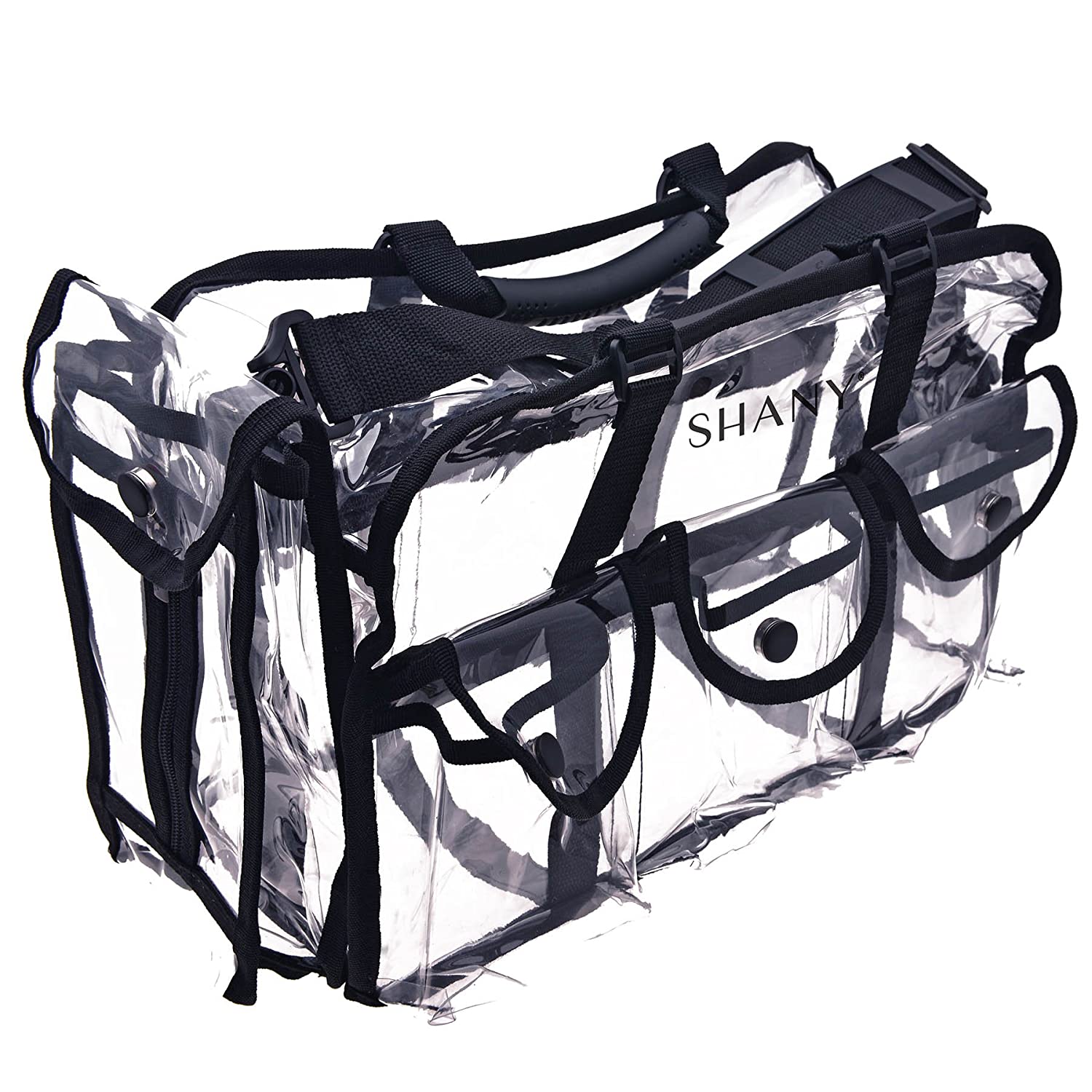 SHANY Cosmetics Clear Makeup Bag, Pro Mua Round Bag with Shoulder Strap, Large - 30oz (866g)