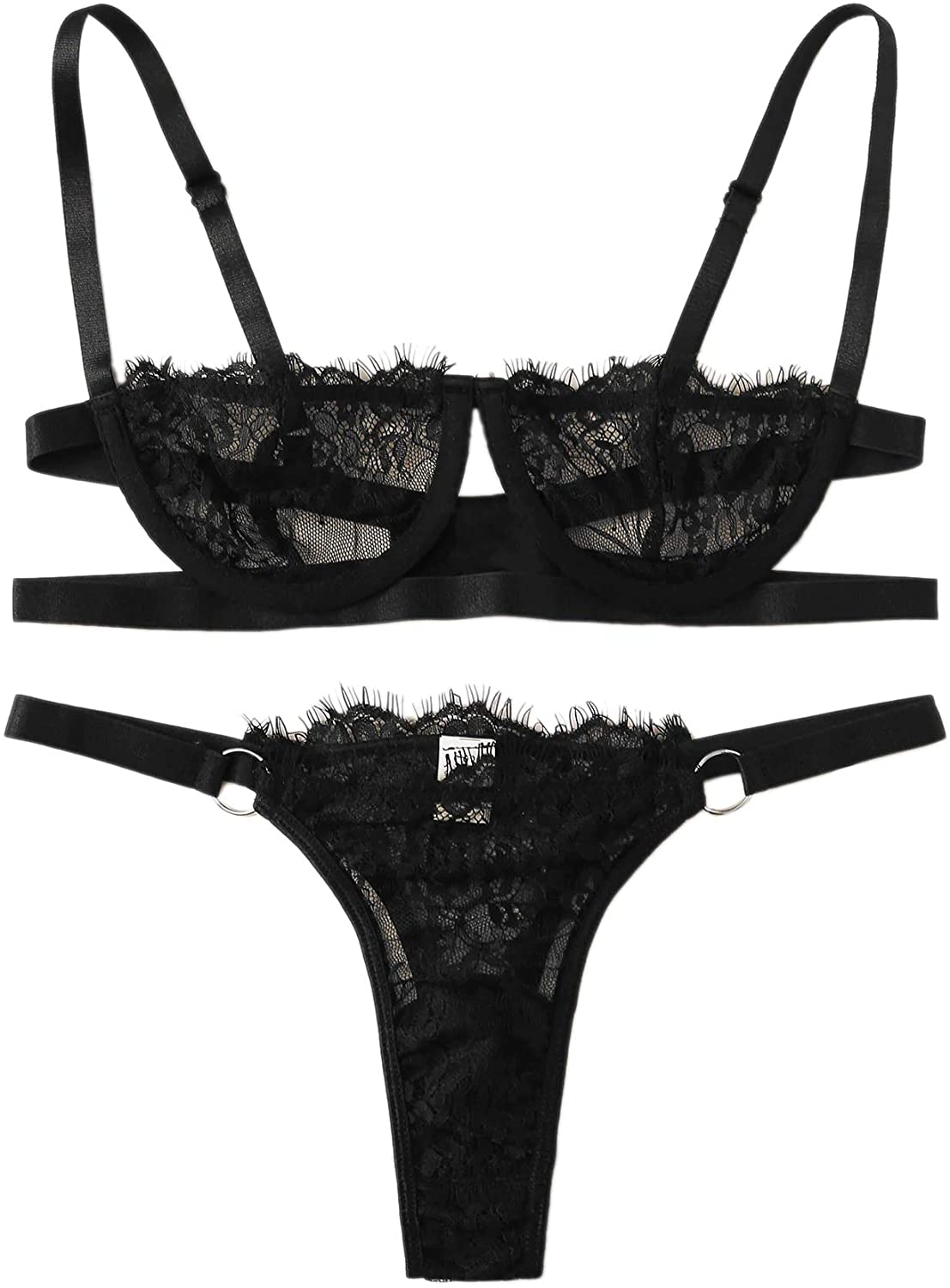 SheIn Women's 2 Piece Sexy Lace Strap Bralette Bra and Panty Lingerie Set -  Large - Price in Pakistan