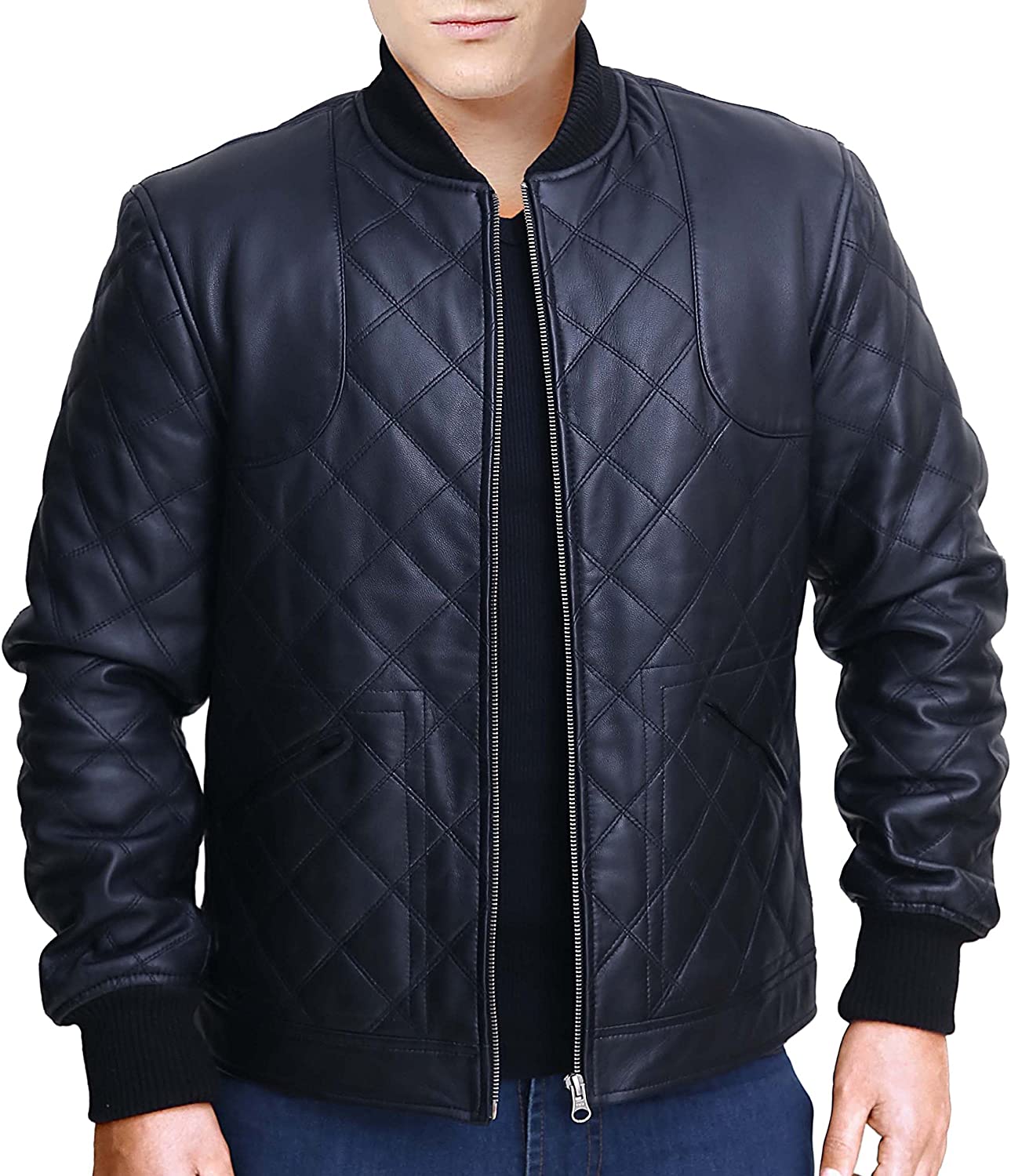 Snazzy David Beckham Full Quilted Black Leather Jacket - XL